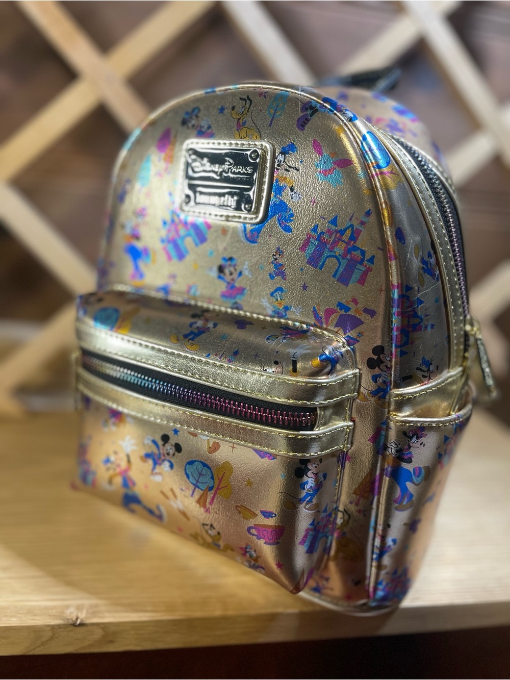 NWOT Disney Parks Loungefly  Disneyland 70th Anniversary G- Metallic Mini B-Pack